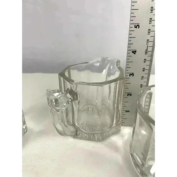 VTG 3 Pc Clear Glass Cup Small Pitcher Jar with Lid Avon Crystal - Picture 6 of 16